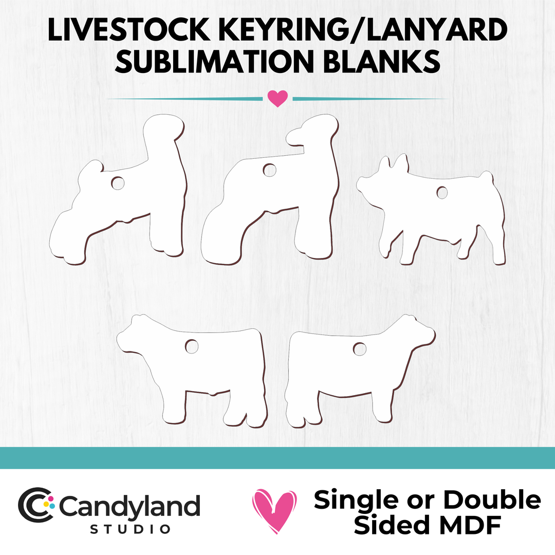 Livestock Show Animal Keyring/Lanyard Sublimation Blanks
