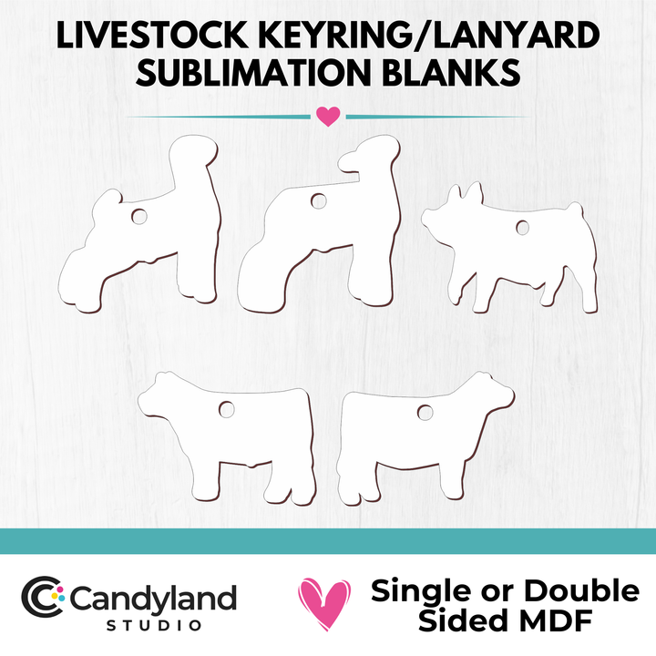 Livestock Show Animal Keyring/Lanyard Sublimation Blanks