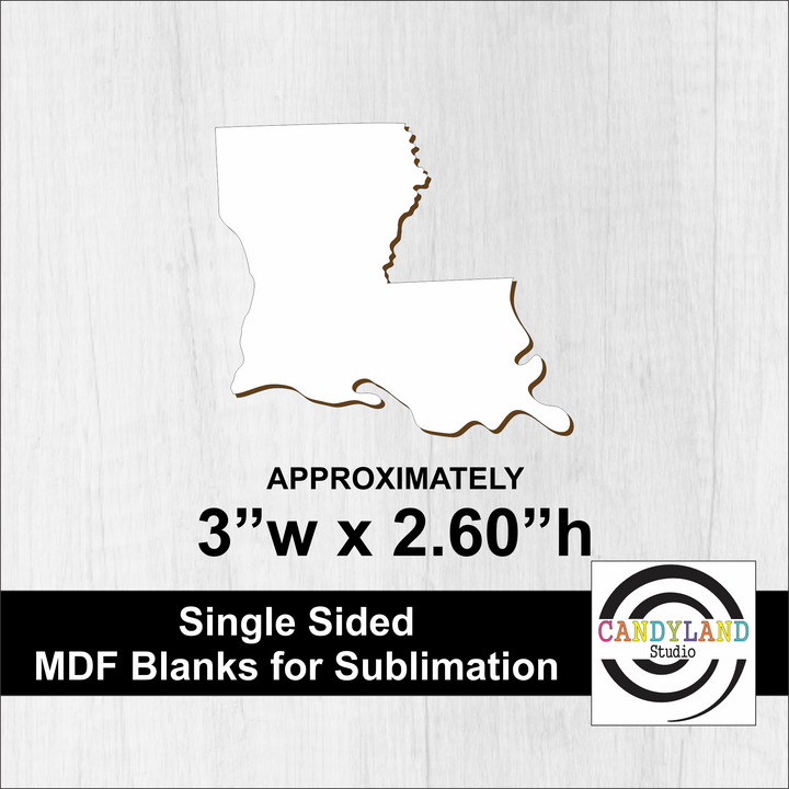 Louisiana State Shaped Blank - Charm/Magnet Single Sided MDF