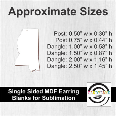 Mississippi State Earring Blanks - Single Sided MDF
