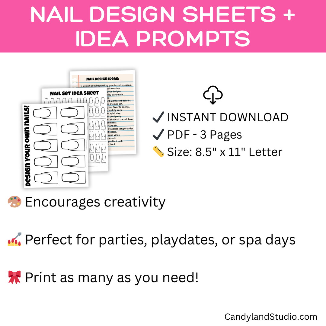 Nail Design Activity Sheets – Printable Nail Art Templates for Kids, Teens & Tweens