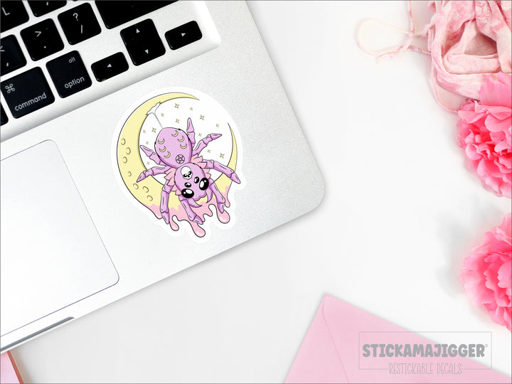 Pastel Goth Moon Spider Restickable Decal