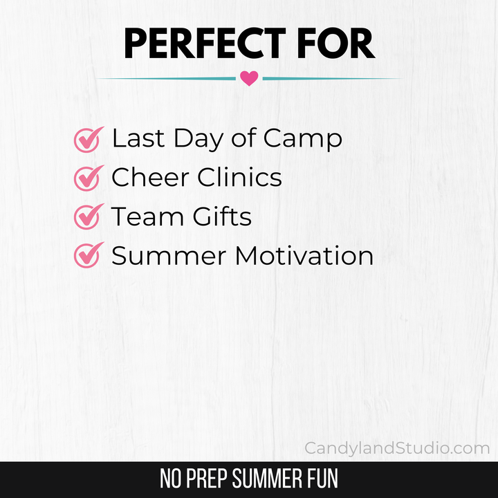 Cheerleading Summer Bucket List Bingo Printable | Team Bonding Activity for Camp &amp; Off-Season Fun