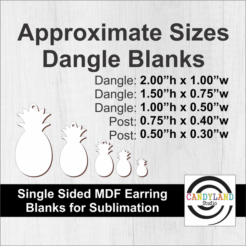 Pineapple Earring Blanks - Single Sided MDF