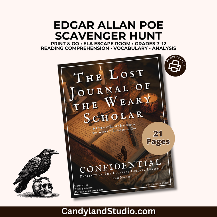 Poe The Raven Escape Room – Literary Printable Classroom Activity | Digital Download PDF