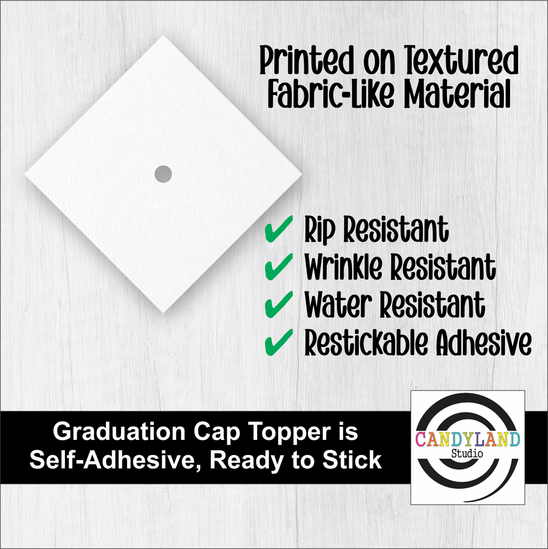 Custom Printed Ready to Stick Graduation Cap Topper