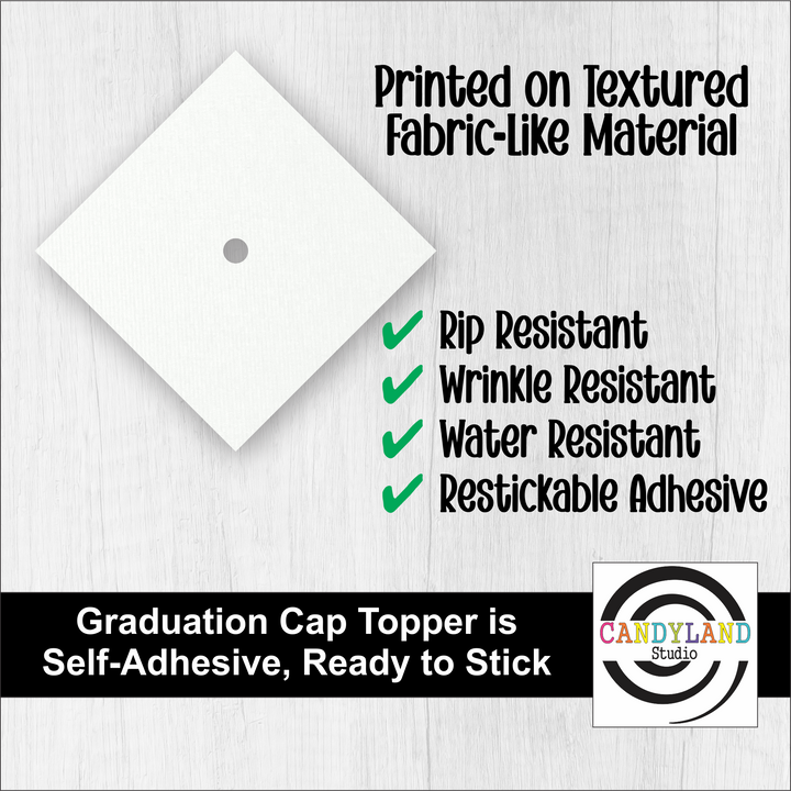 Custom Printed Ready to Stick Graduation Cap Topper