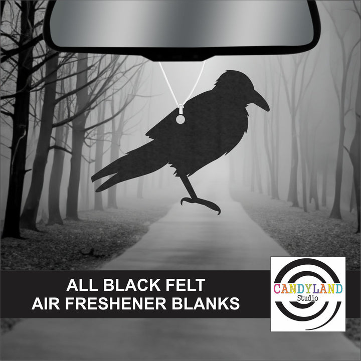 Black Raven Bird Felt Air Freshener Blanks