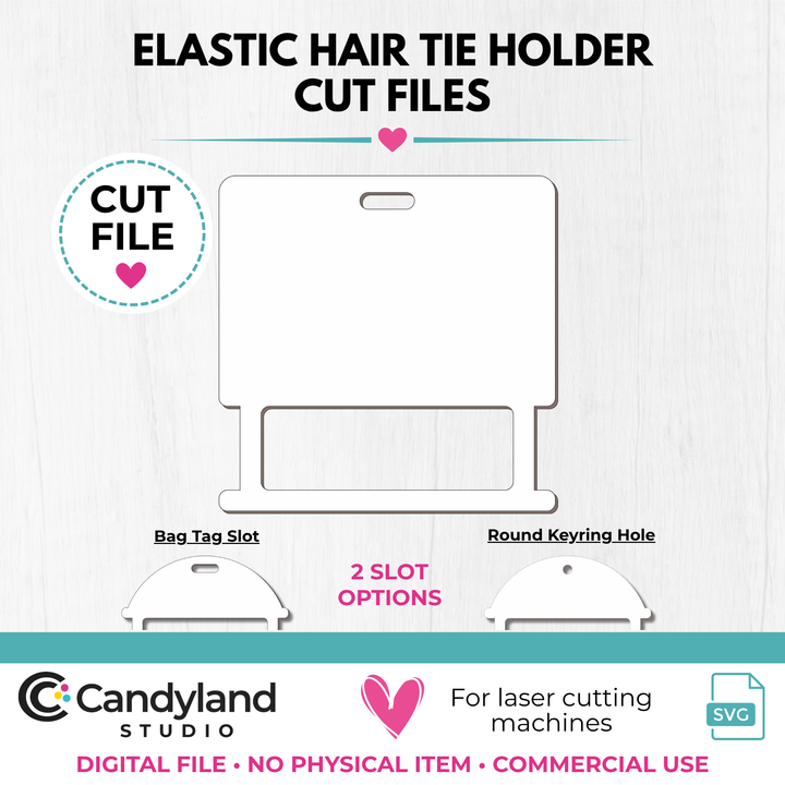 Rectangle Shaped Hair Tie Holder SVG | Laser Cut Bag Tag &amp; Keychain File