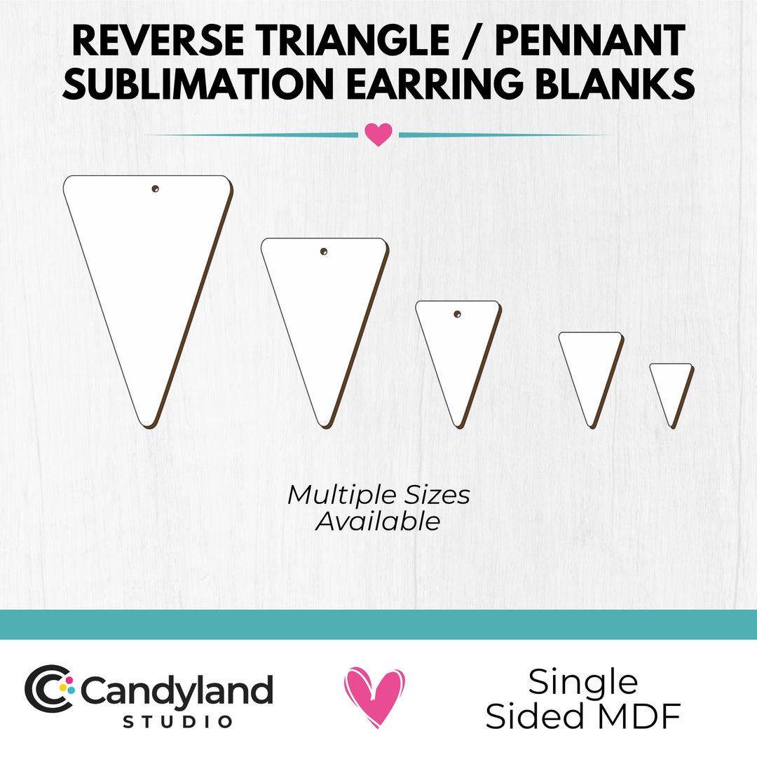 Reverse Triangle Pennant Shaped Earring Blanks - Single Sided MDF
