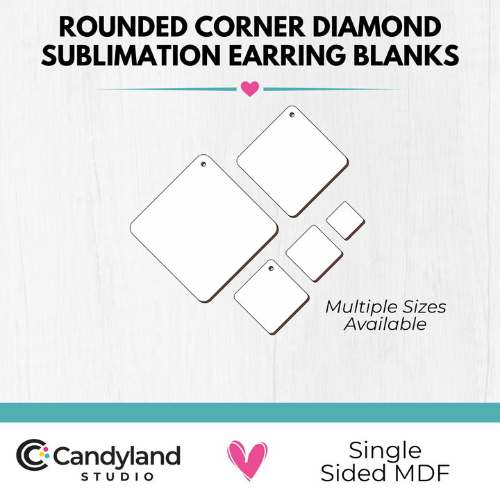 Rounded Diamond Dangle Earring Single Sided Sublimation Blanks