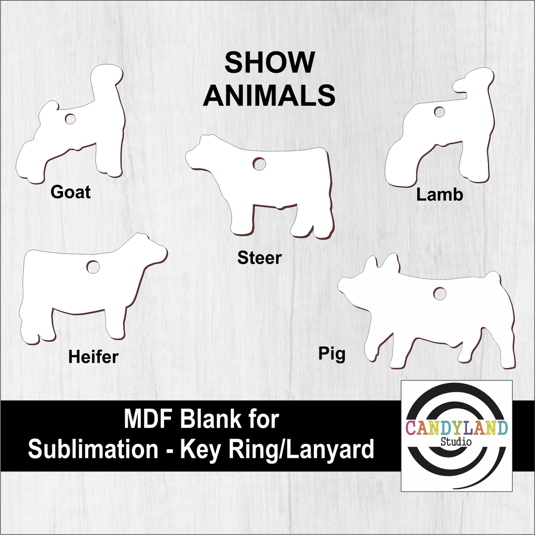 Livestock Keychains Show Animal MDF Sublimation Blanks - Single Sided
