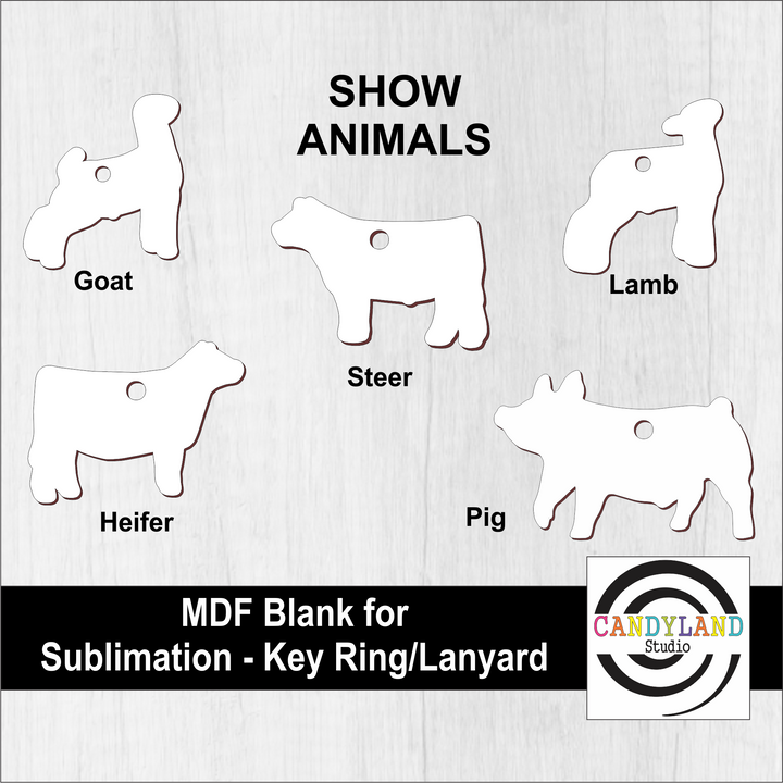 Livestock Keychains Show Animal MDF Sublimation Blanks - Single Sided