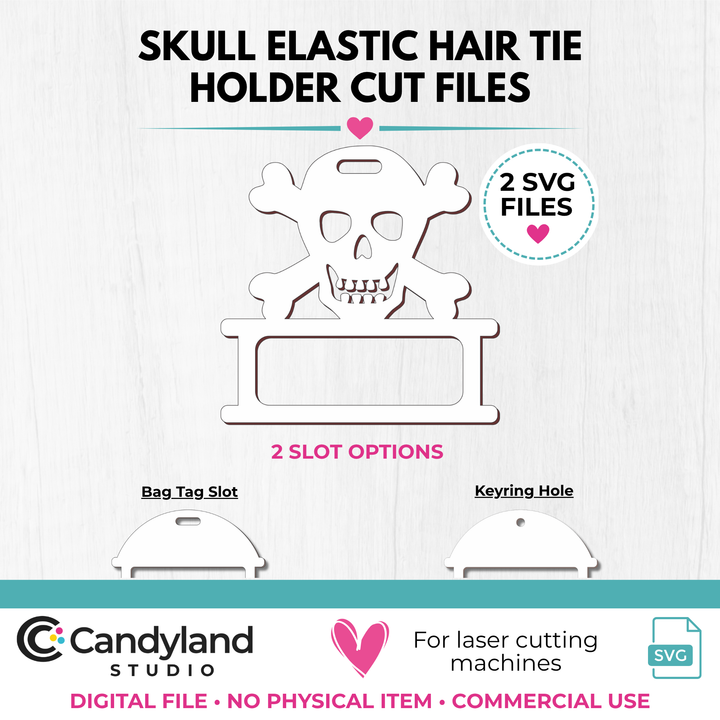 Skull &amp; Crossbones Hair Tie Holder SVG | Halloween Laser Cut File