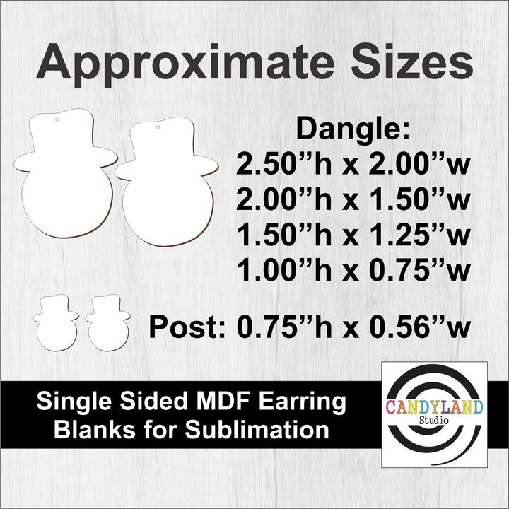 Snowman Head Single Sided MDF Earring Blanks