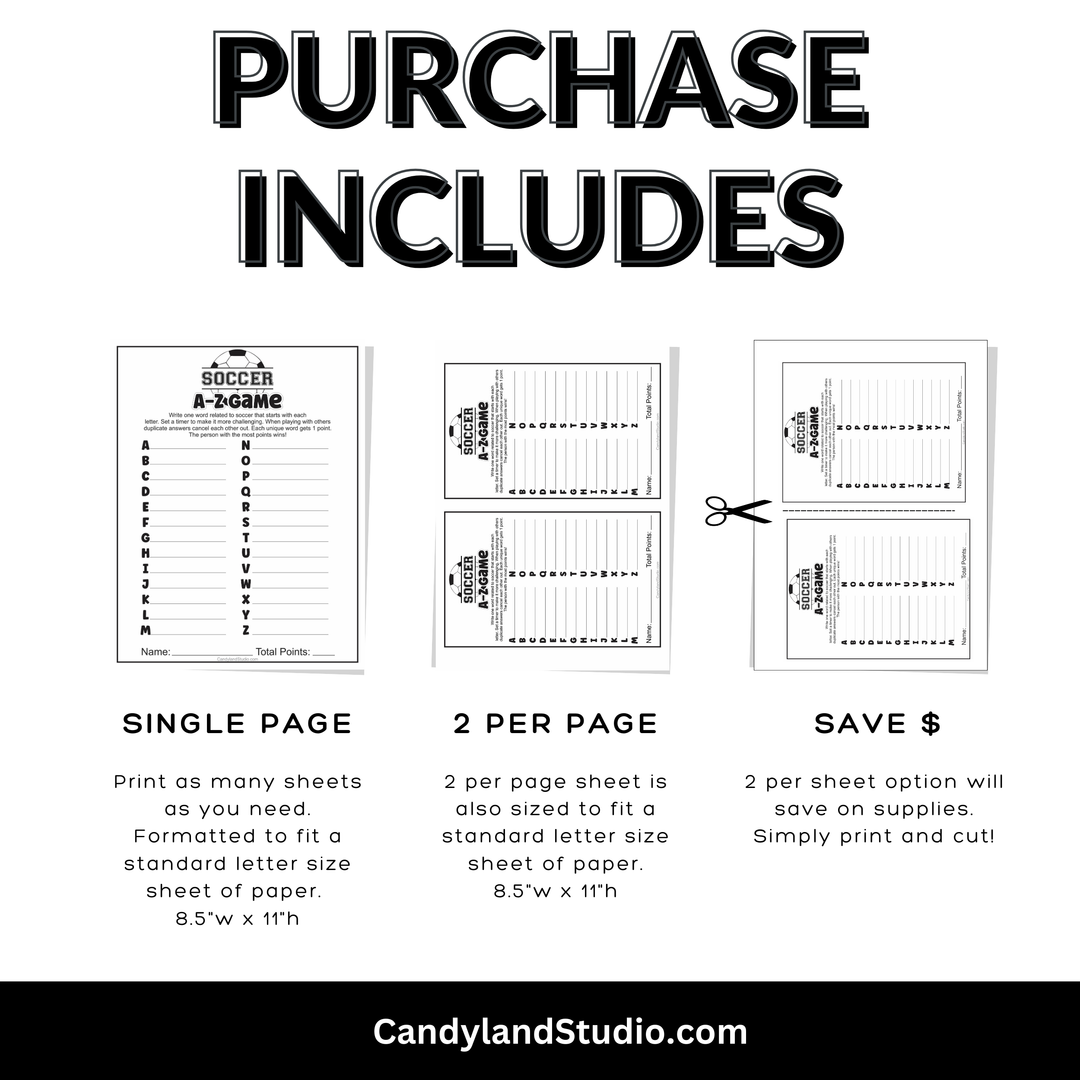 Soccer Team A-Z Word Game