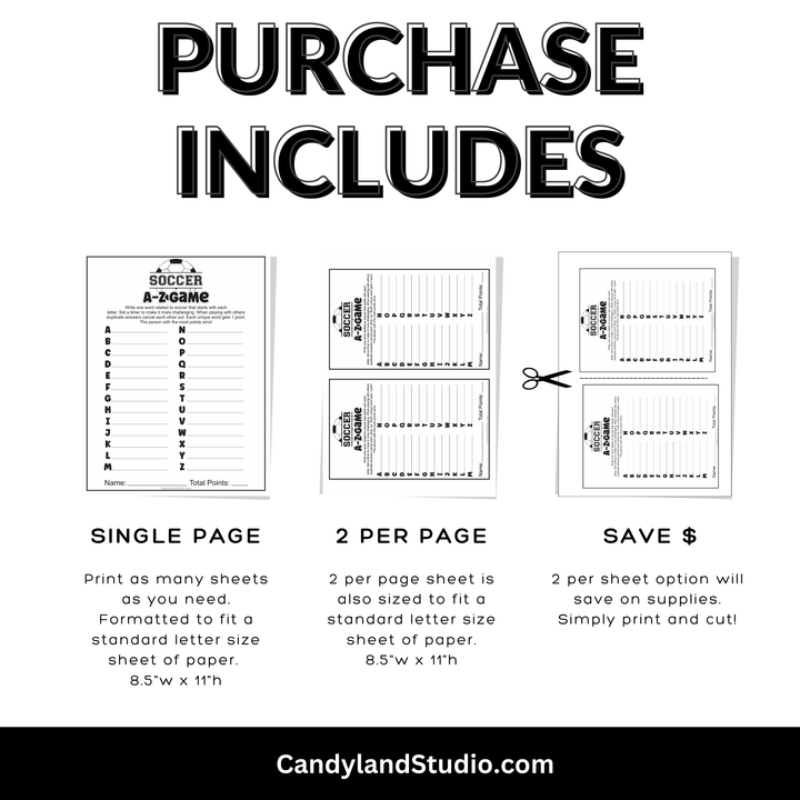 Soccer Team A-Z Word Game