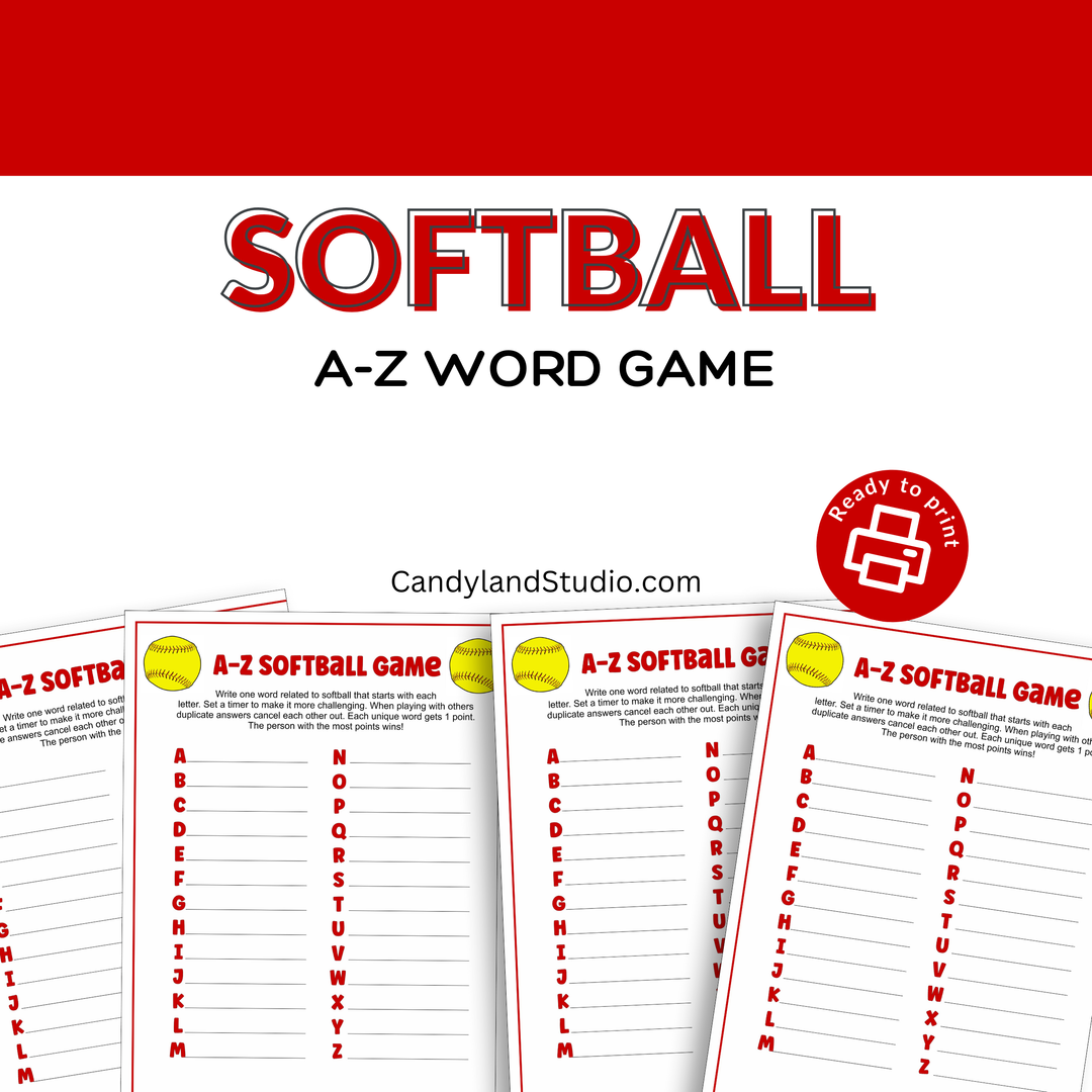 Softball A-Z Word Game for Team Activity