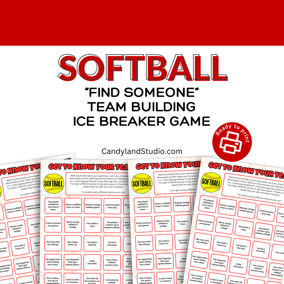 Softball Team Bonding | Printable Team Chemistry Builder & Mixer Activity PDF