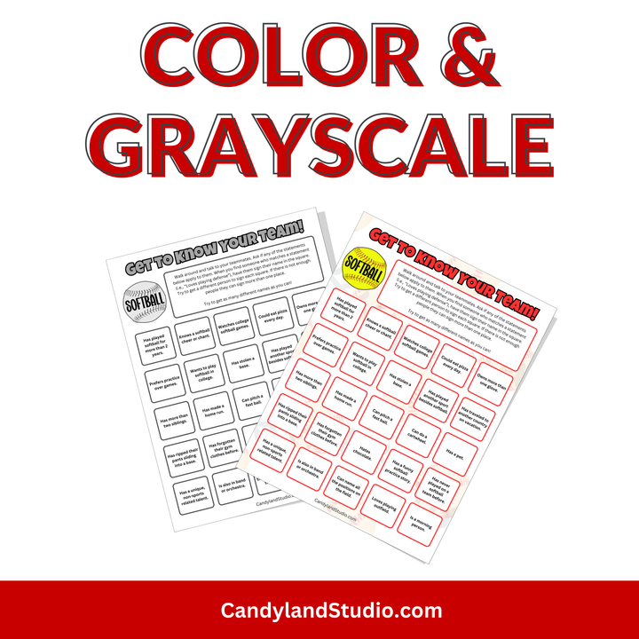 Softball Team Bonding | Printable Team Chemistry Builder & Mixer Activity PDF