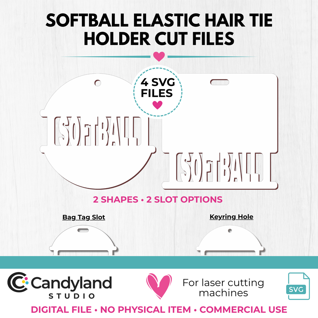 Softball Hair Tie Holder SVG | Laser Cut Bag Tag &amp; Keychain File