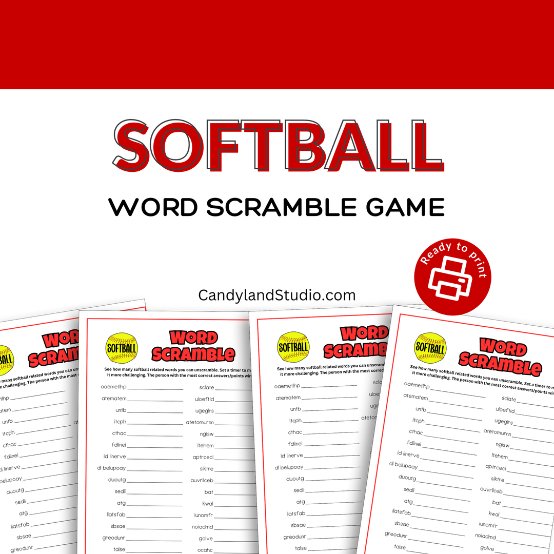 Softball Word Scramble Game