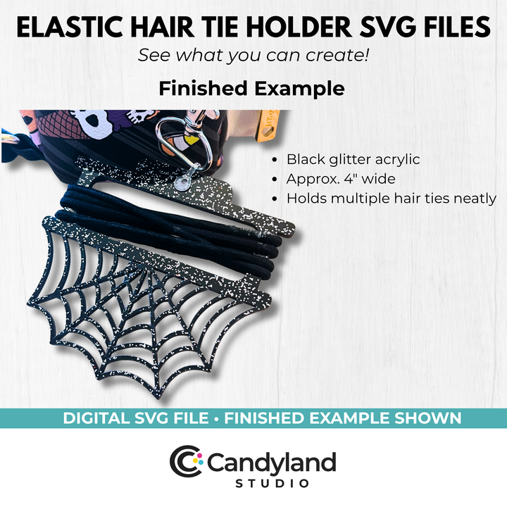 Spider Web Hair Tie Holder SVG | Halloween Laser Cut Bag Tag &amp; Keychain File