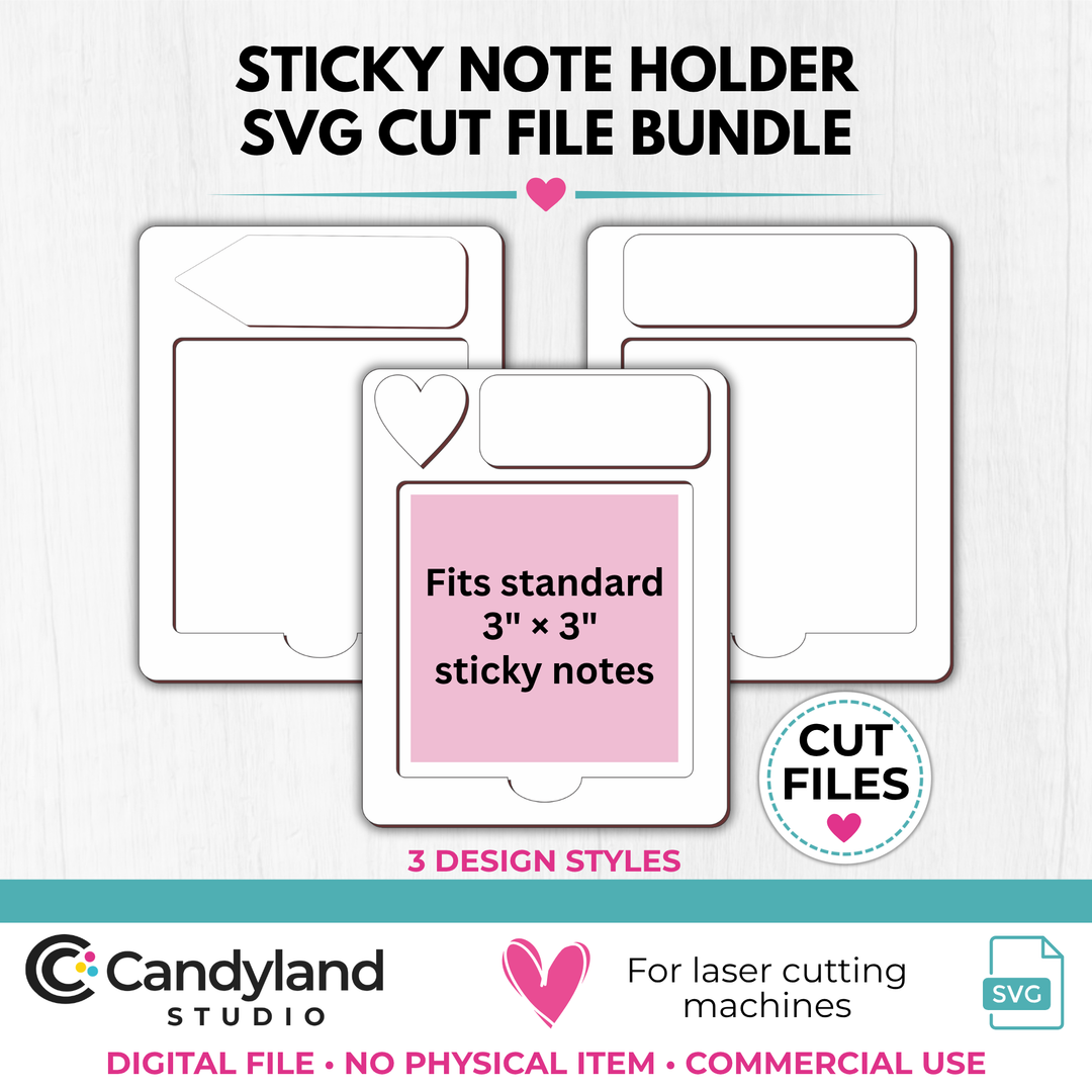Sticky Note Holder SVG Bundle | 3 Laser Cut File Designs