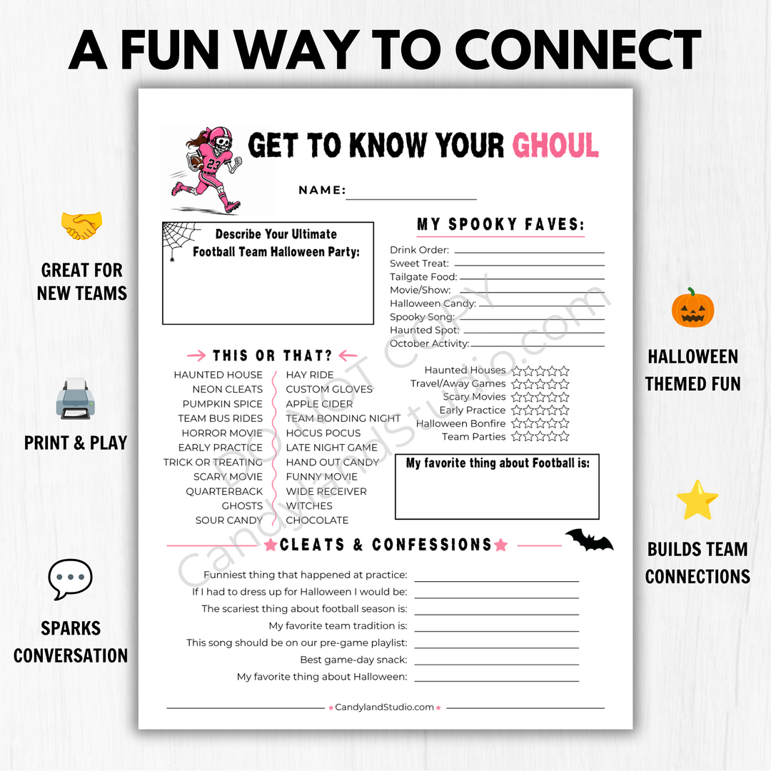 Girls Football Get to Know You Halloween Team Bonding Activity | Icebreaker for Coaches &amp; Teams