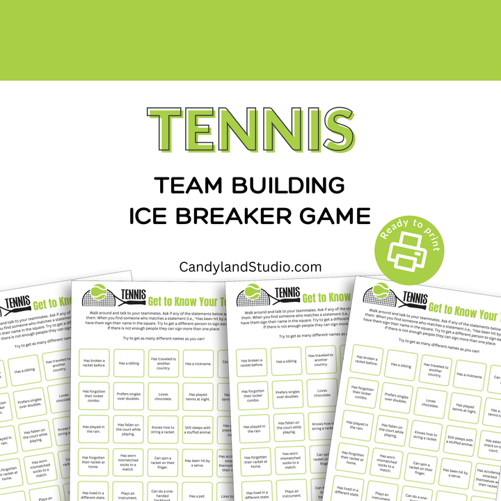 Tennis Team Ice Breaker Game - Find Someone Who