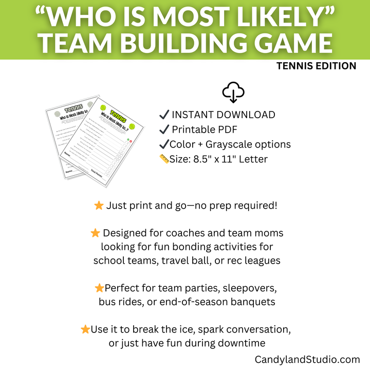 Tennis Who is Most Likely Team Bonding Game