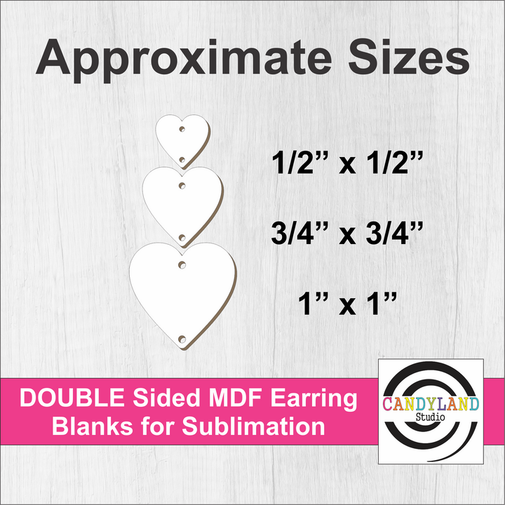 Triple Hearts Sublimation Earring Blanks - Double Sided MDF
