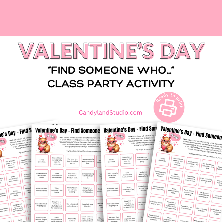 Find Someone Who Valentine's Day Classroom Party Game PDF