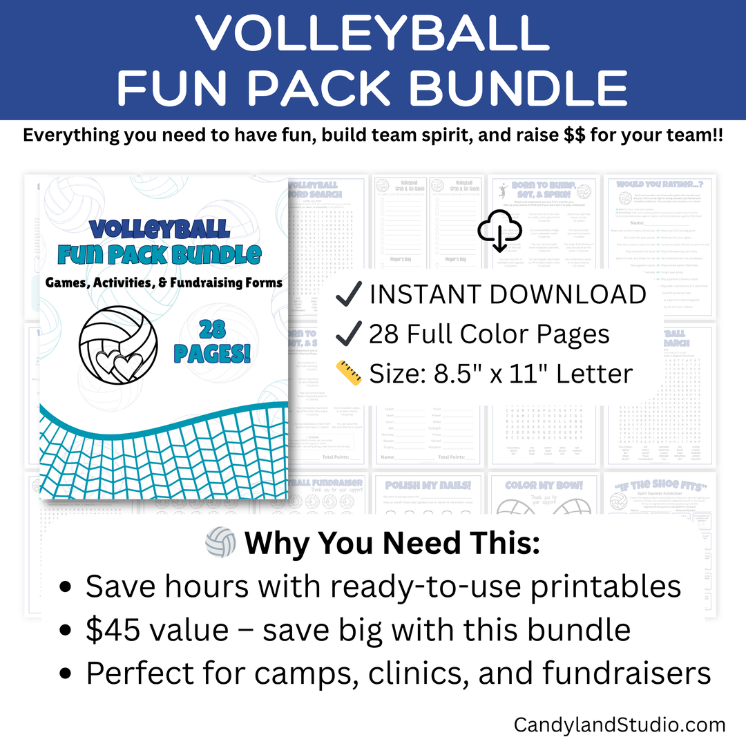Volleyball Printable PDF Bundle Pack