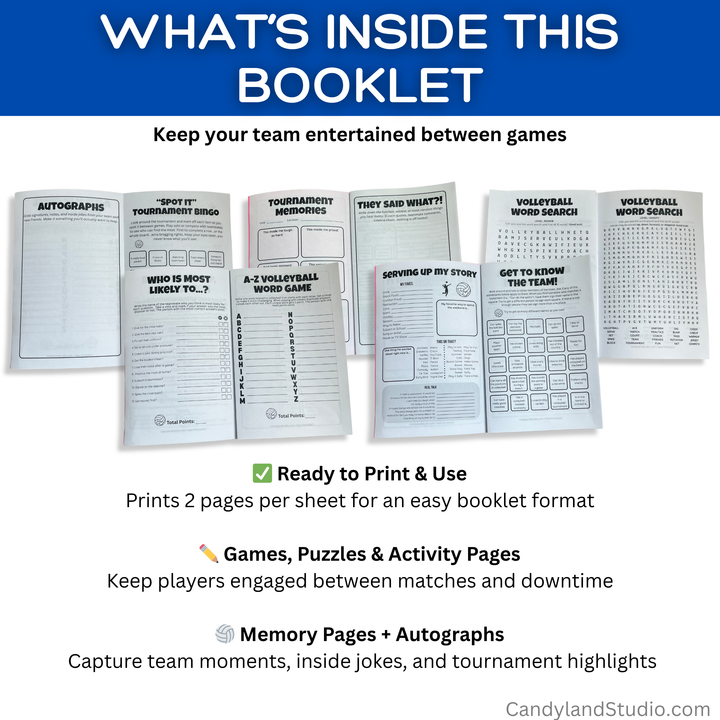Volleyball Tournament Games, Activities, &amp; Keepsake Booklet