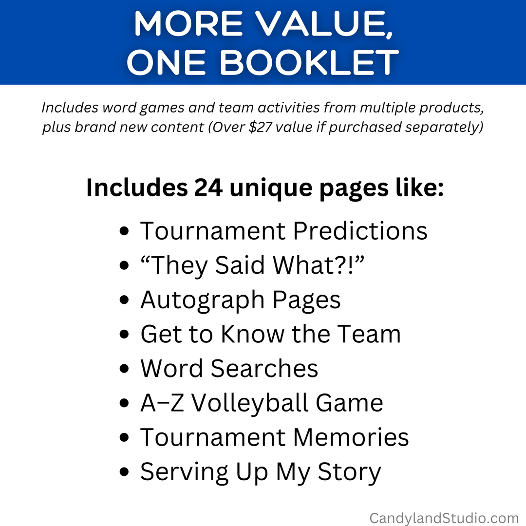 Volleyball Tournament Games, Activities, &amp; Keepsake Booklet