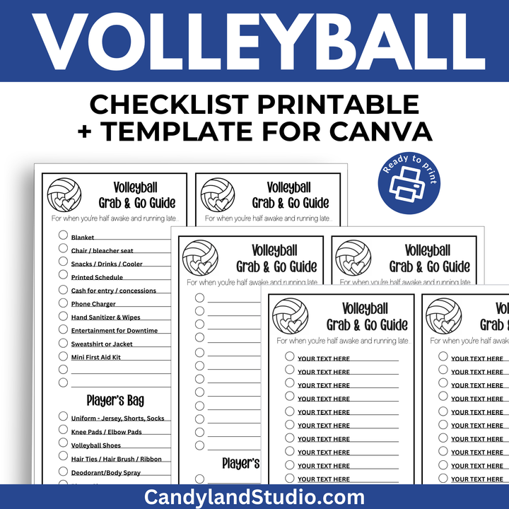 Volleyball Game Checklist - Printable Tournament Packing List &amp; Gear Organizer