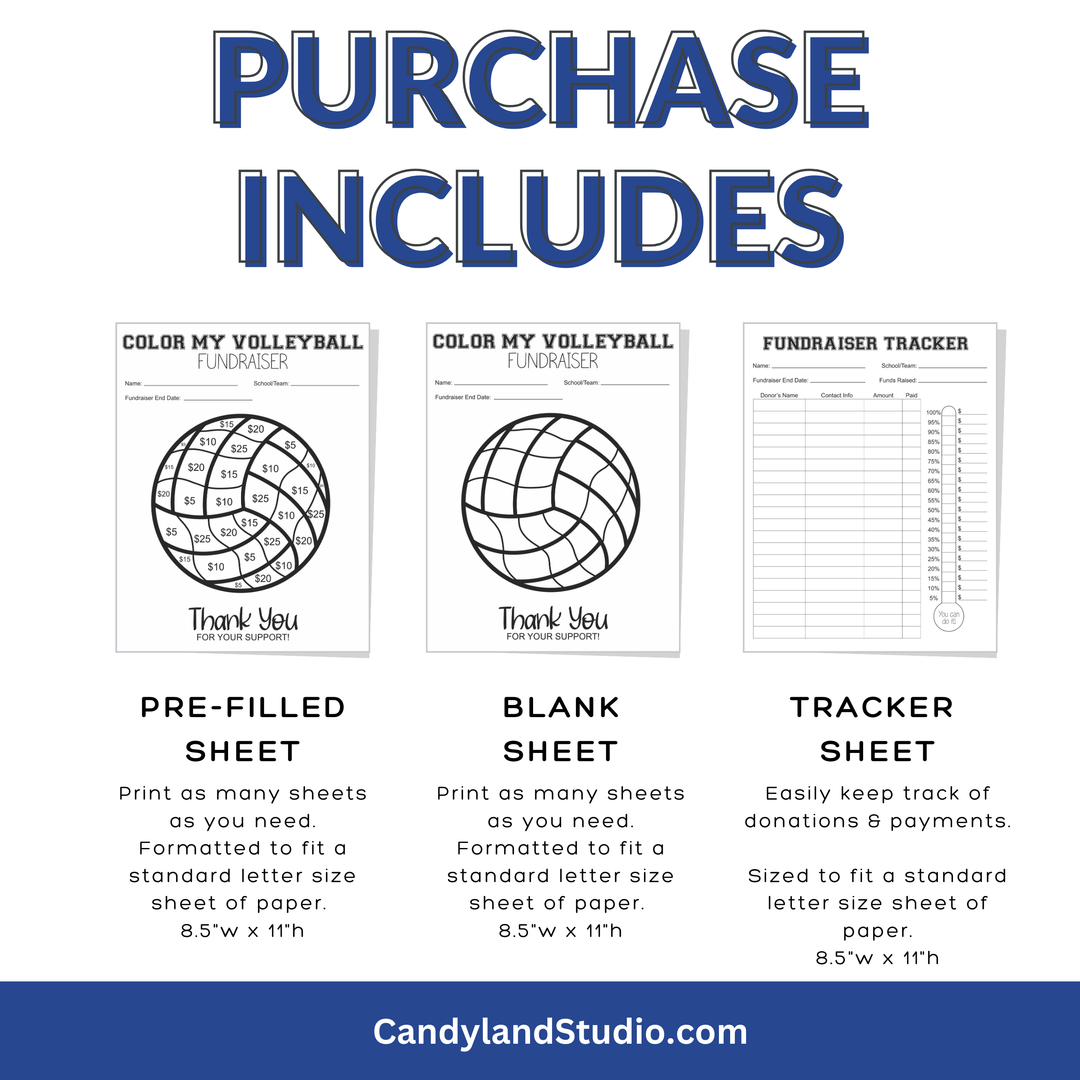 Color My Volleyball Fundraiser Sheet