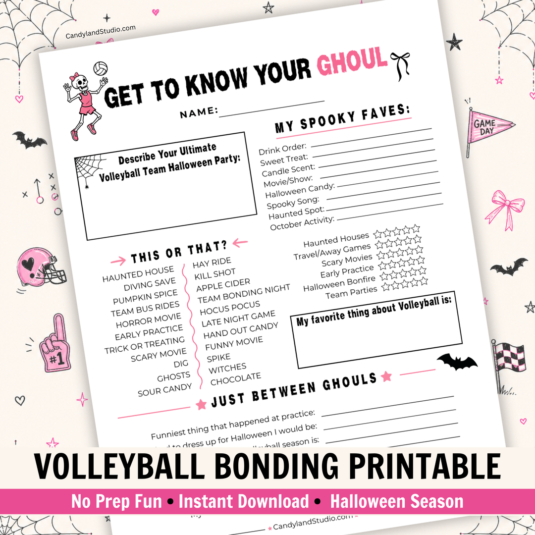 Volleyball Get to Know You Questionnaire | Printable Halloween Team Bonding Icebreaker Activity