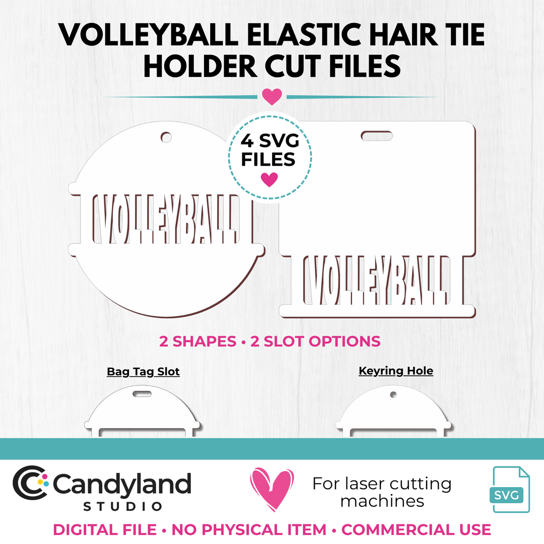 Volleyball Hair Tie Holder SVG | Laser Cut Bag Tag &amp; Keychain File
