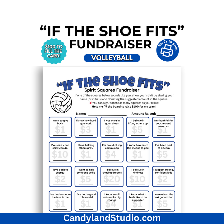 Volleyball Fundraiser Sheet "If the Shoe Fits"