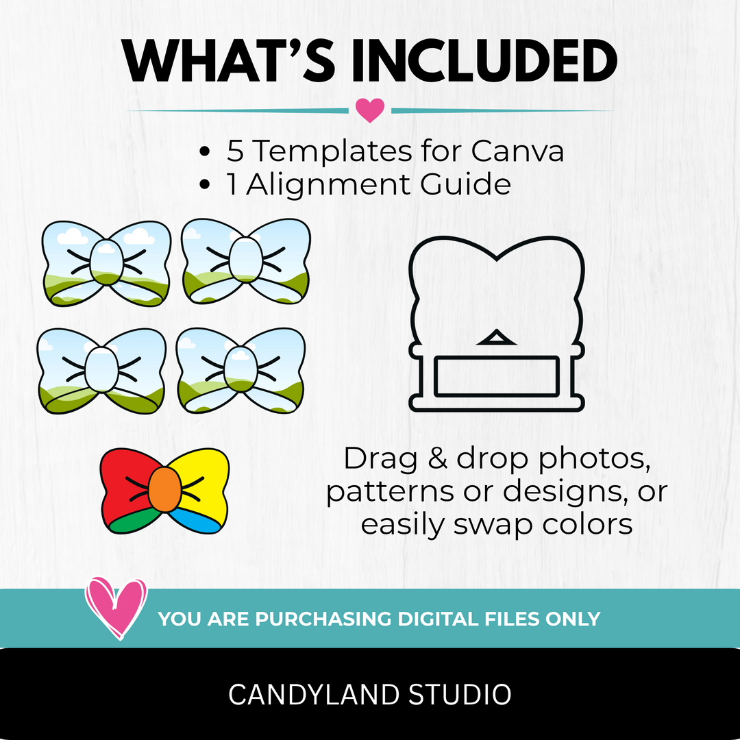 Cheer Bow Template for Canva | Editable Elastic Hair Tie Holder Sublimation Design