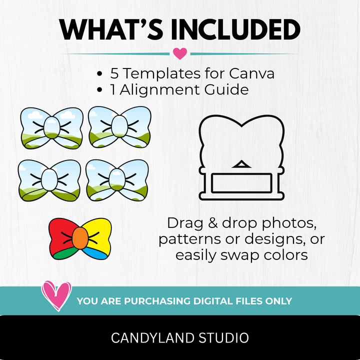 Cheer Bow Template for Canva | Editable Elastic Hair Tie Holder Sublimation Design