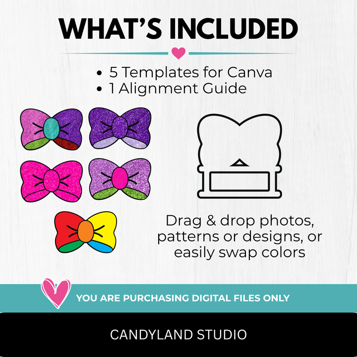 Cheer Bow Template for Canva | Editable Elastic Hair Tie Holder Sublimation Design