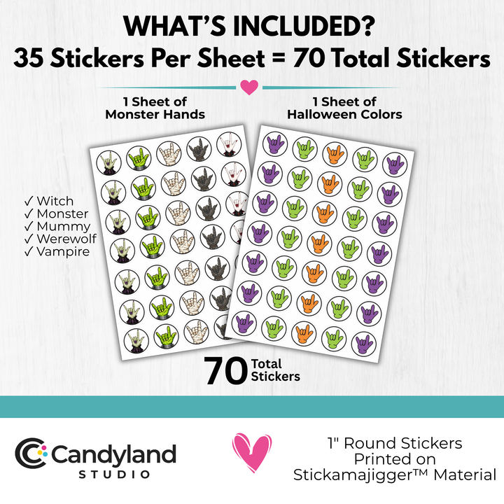 Halloween ASL Stickers | Reusable American Sign Language Reward Stickers for Teachers &amp; Speech Therapy