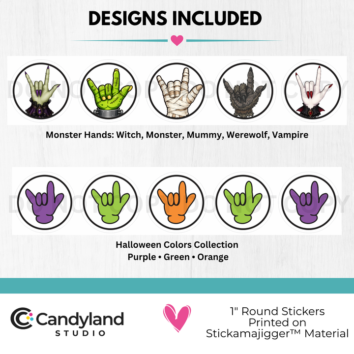 Halloween ASL Stickers | Reusable American Sign Language Reward Stickers for Teachers &amp; Speech Therapy