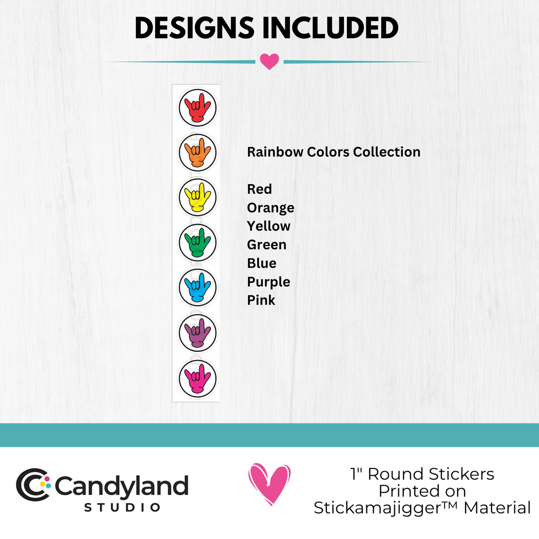 Rainbow ASL I Love You Stickers | Reusable Reward Stickers for Teachers, Speech Therapy &amp; Pride