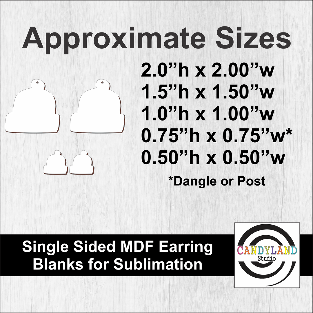 Winter Hat Earring Blanks - Single Sided MDF