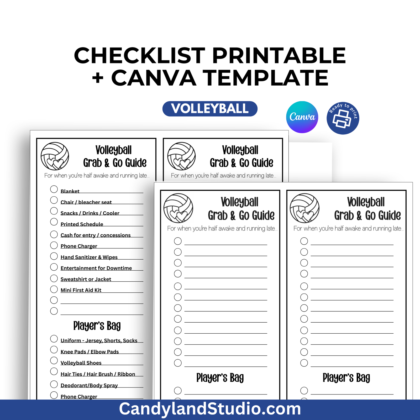 volleyball checklist printable and canva template