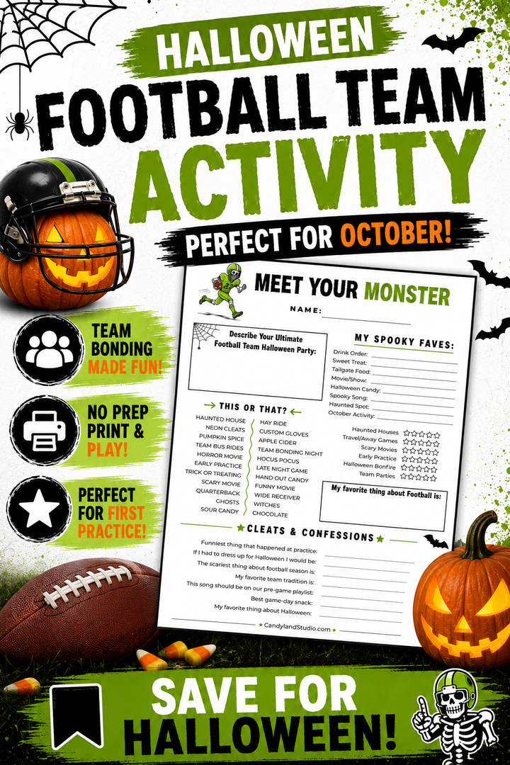Football Get to Know You Halloween Team Bonding Activity | Icebreaker for Coaches &amp; Teams